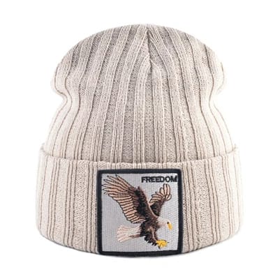 Gorros Tejidos Beanie Hombre Mujer Estilo Hip Hop Streetwear Kpop Con Parche Águila Bordado Doble Capa
