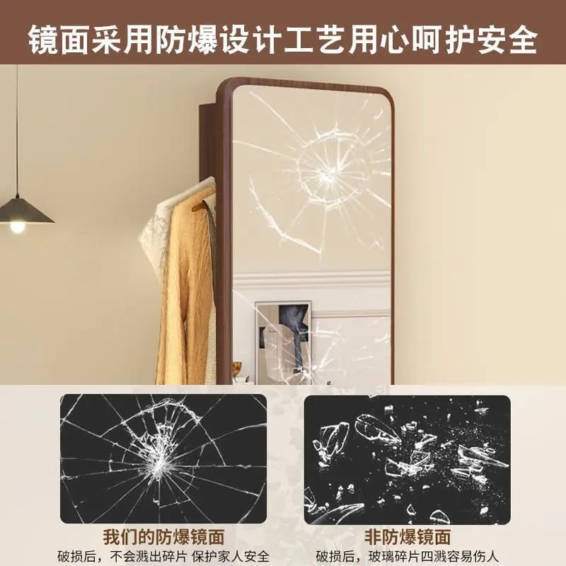 Rotating hanger, bedroom floor-to-ceiling full-body mirror, rack with mirror integrated living room home movable floor mirror