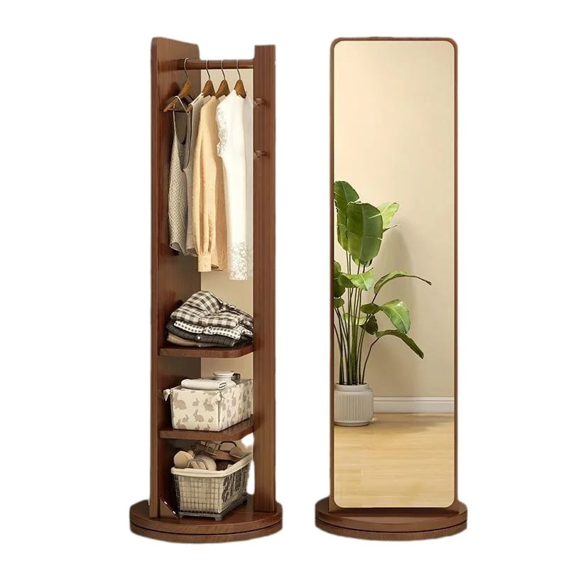 Rotating hanger, bedroom floor-to-ceiling full-body mirror, rack with mirror integrated living room home movable floor mirror