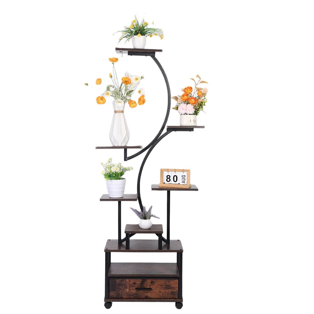 Metal Plant Shelf with Grow Lights 65 Inch Tall Plant Stand for Indoor Plants Multiple Corner Plant Holder for Living Room Patio