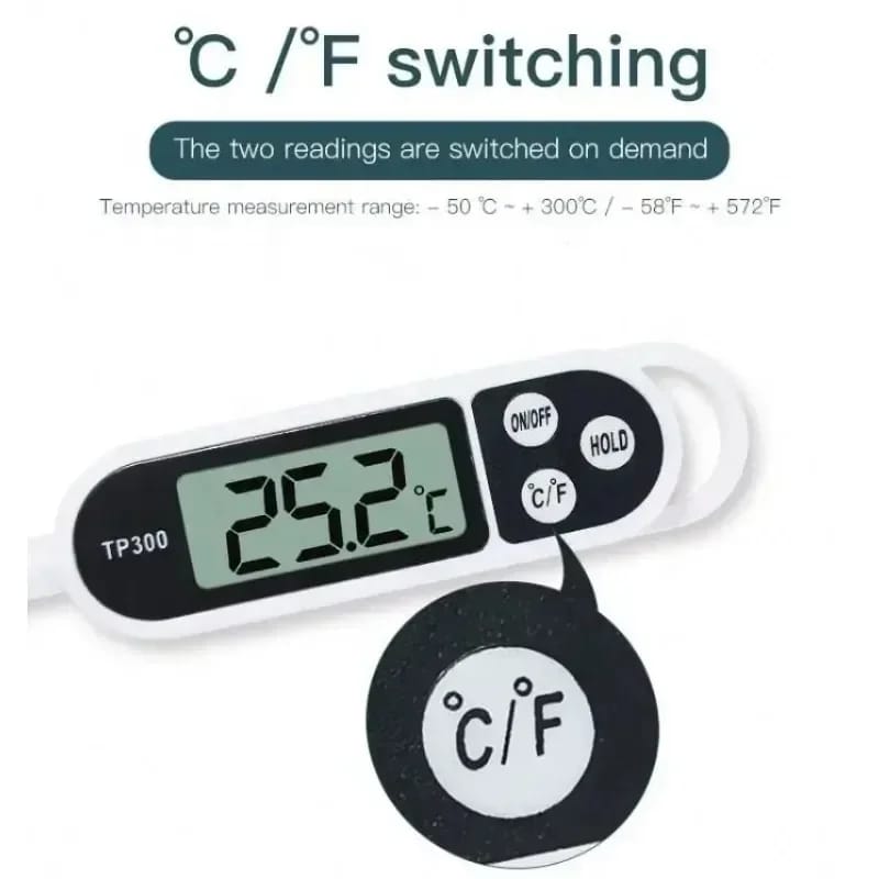 5pcs Digital Food Thermometer, Instant Read Meat Cooking Thermometer with Long Probe, Auto Off LCD Screen for Kitchen