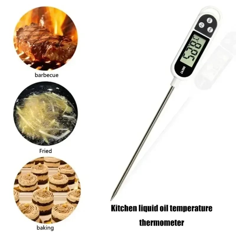 5pcs Digital Food Thermometer, Instant Read Meat Cooking Thermometer with Long Probe, Auto Off LCD Screen for Kitchen