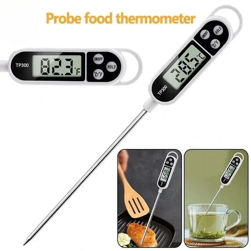 5pcs Digital Food Thermometer, Instant Read Meat Cooking Thermometer with Long Probe, Auto Off LCD Screen for Kitchen