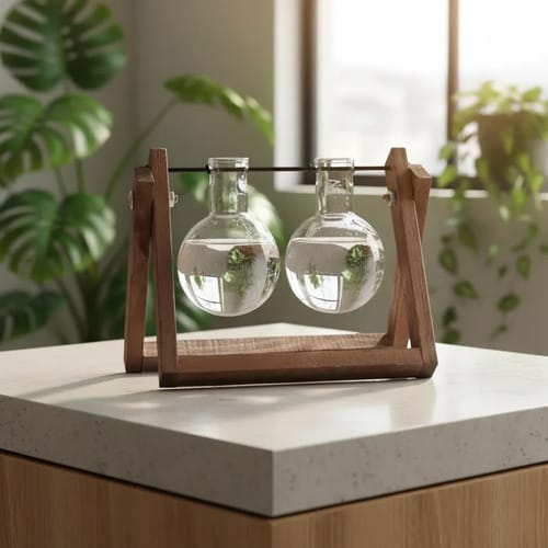 Jarrón de Vidrio Maceta Terrario para Plantas Hidropónicas de Escritorio/Mesa