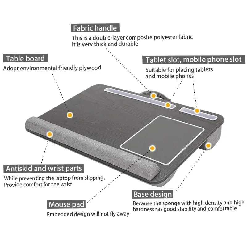 Mesa Multipropósito para Laptop barra antideslizante y mouse pad integrado