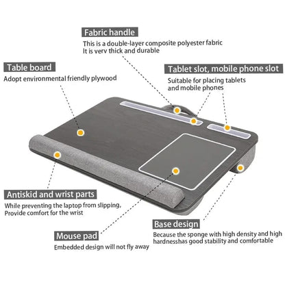 Mesa Multipropósito para Laptop barra antideslizante y mouse pad integrado