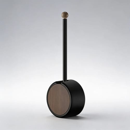 Cepillo de inodoro de pared sin perforar, desmontable, con mango largo y diseño de veta de madera