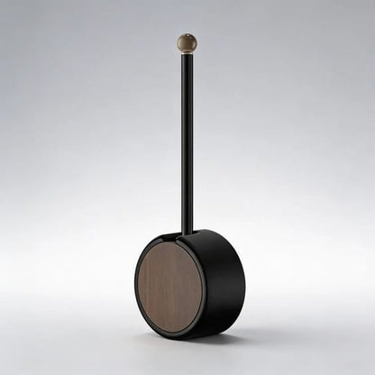 Cepillo de inodoro de pared sin perforar, desmontable, con mango largo y diseño de veta de madera