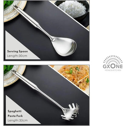 Set de 5 Utensilios de Cocina de Acero Inoxidable, Antiadherente, con Cucharas y Espátulas