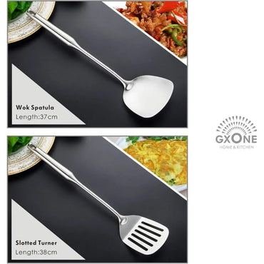 Set de 5 Utensilios de Cocina de Acero Inoxidable, Antiadherente, con Cucharas y Espátulas