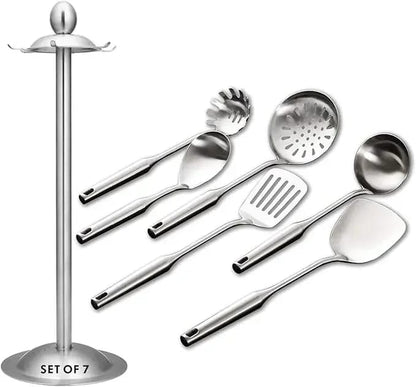 Set de 5 Utensilios de Cocina de Acero Inoxidable, Antiadherente, con Cucharas y Espátulas