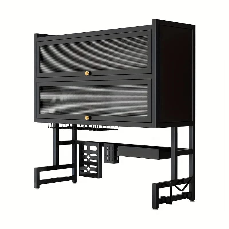 Secaplatos Organizador de Cocina con Porta Cubiertos para Fregadero. De Acero al Carbono Antipolvo, ideal para Platos, Bowls y Tablas de Picar.