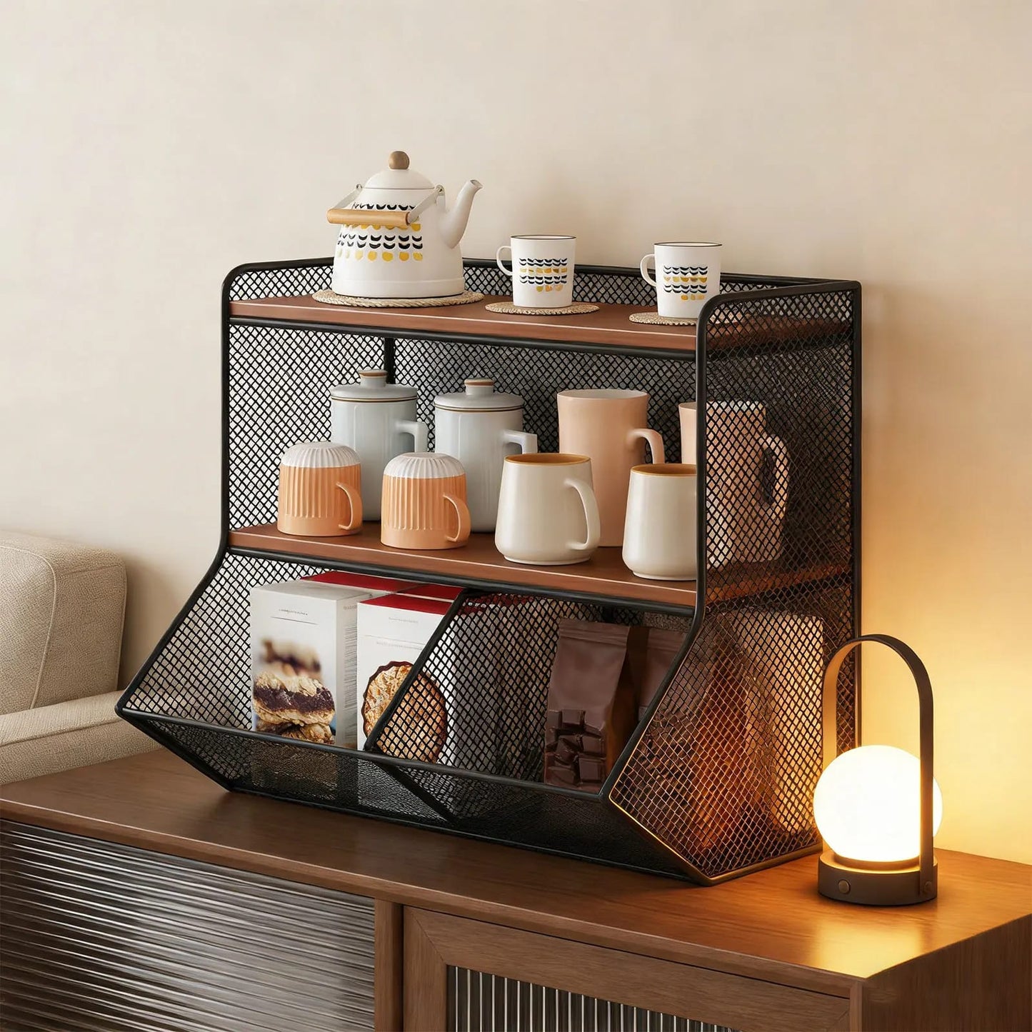 Organizador Cocina Escritorio  Niveles Estante Madera Metal