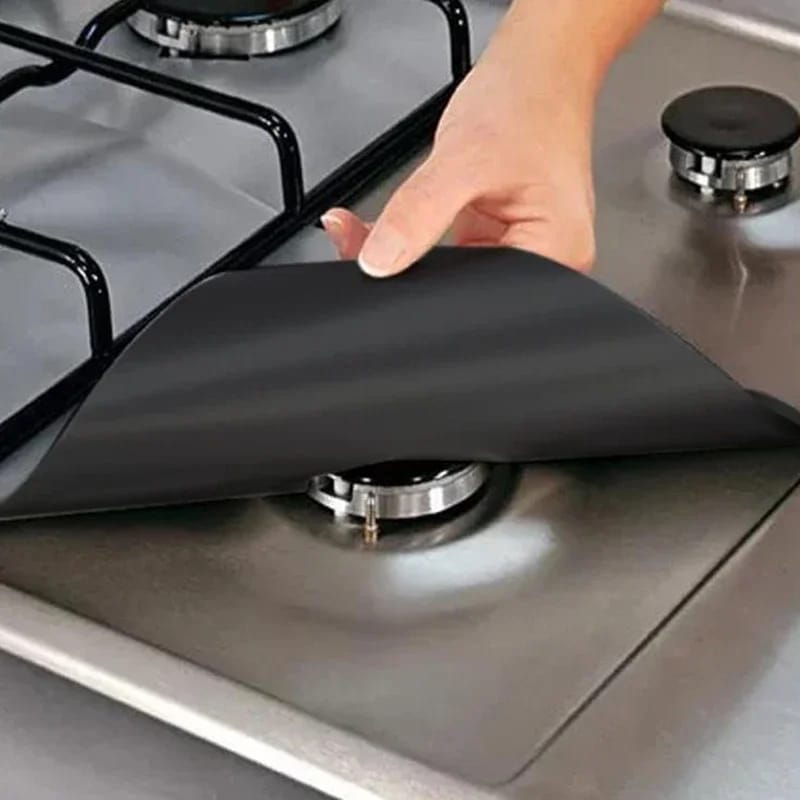 4 Pcs Square Foil Gas Hob Protector Liner Easy Clean Reusable Protection Pad Gas Stove Stovetop Protector Kitchen Accessories
