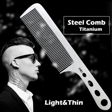 Brainbow 1PC Titanium Steel Comb Professional Salon Hair Hairdressing Anti-static Barbers Comb Ultra Thin Hair Brush for Men