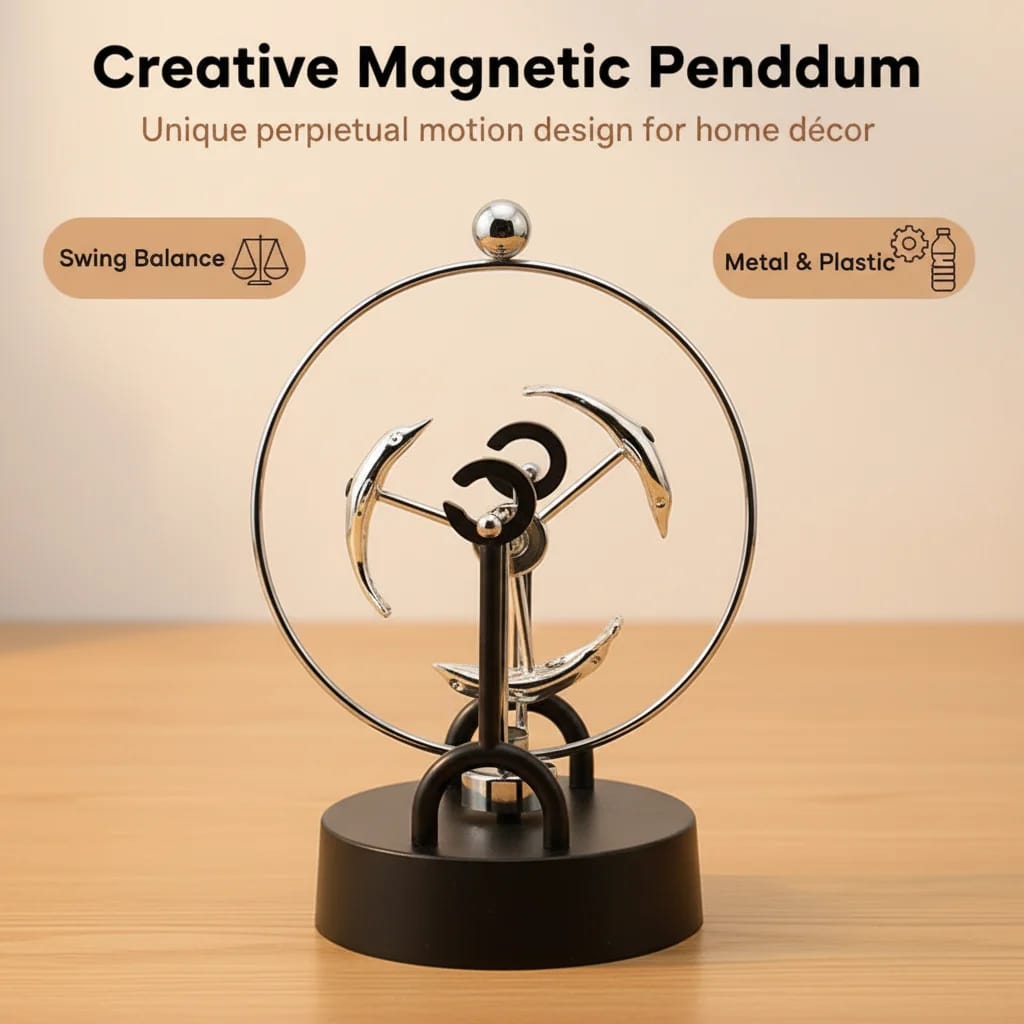 Creative Metal Magnetic Swinger Perpetual Motion Chaos Pendulum Science Lovers Desk Decor Unique Gift Idea figurine angel desk