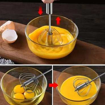 Stainless Steel Egg Beater – Durable Semi-Automatic Mixer for Effortless Egg Cream Whipping – Kitchen Baking Stirring Tool