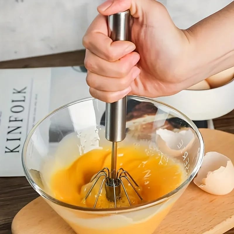 Stainless Steel Egg Beater – Durable Semi-Automatic Mixer for Effortless Egg Cream Whipping – Kitchen Baking Stirring Tool