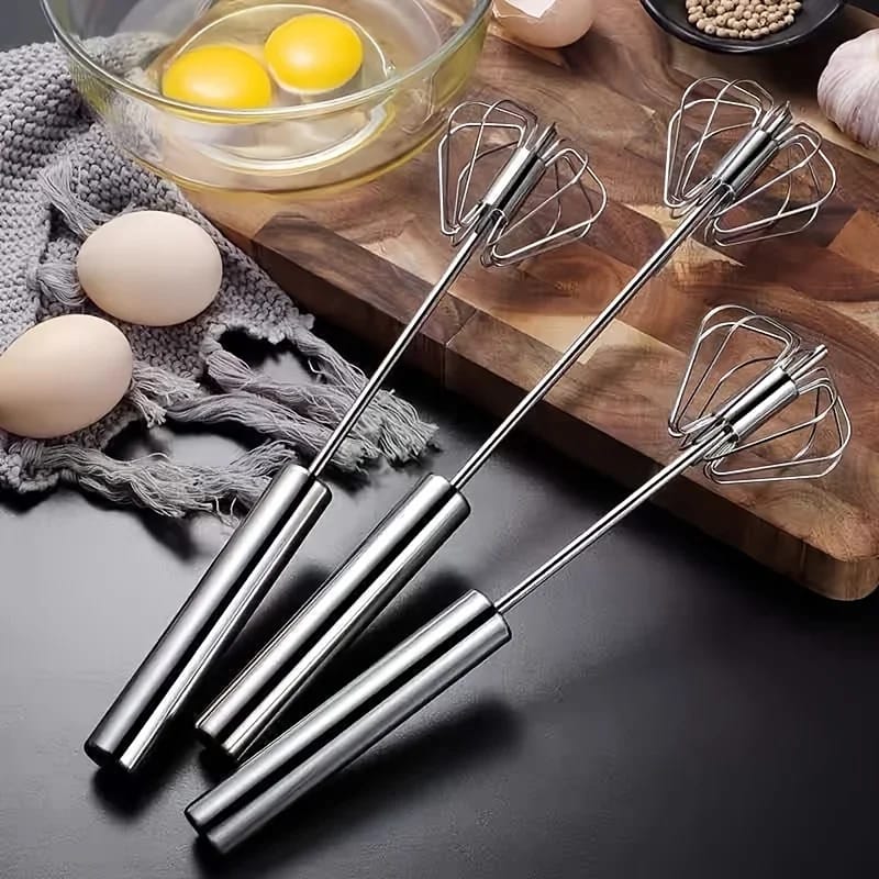 Stainless Steel Egg Beater – Durable Semi-Automatic Mixer for Effortless Egg Cream Whipping – Kitchen Baking Stirring Tool