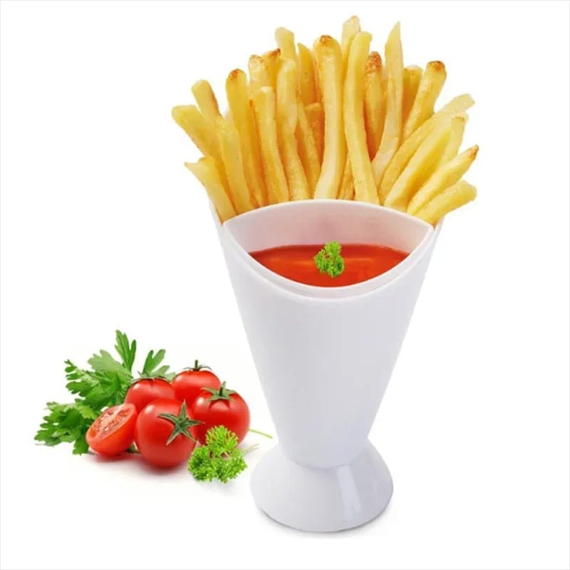 Assorted Sauce Dip Cup French Fries Holder, Plastic Snack Cone Stand Tray, Kitchen Tableware Container for Chips