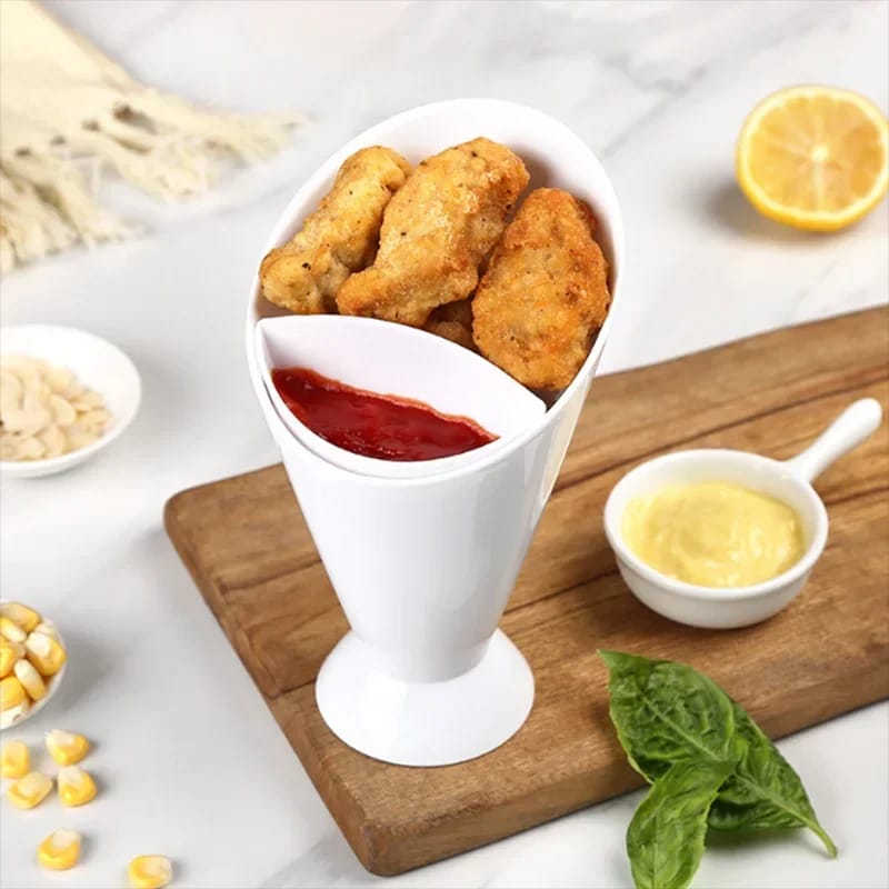 Assorted Sauce Dip Cup French Fries Holder, Plastic Snack Cone Stand Tray, Kitchen Tableware Container for Chips