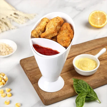 Assorted Sauce Dip Cup French Fries Holder, Plastic Snack Cone Stand Tray, Kitchen Tableware Container for Chips