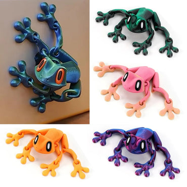 3D Printing Simulation Tree Frog Joint Movable Frog Ornaments Kitchen Home Decoration Office Animal Desk Toy Refrigerator Magnet