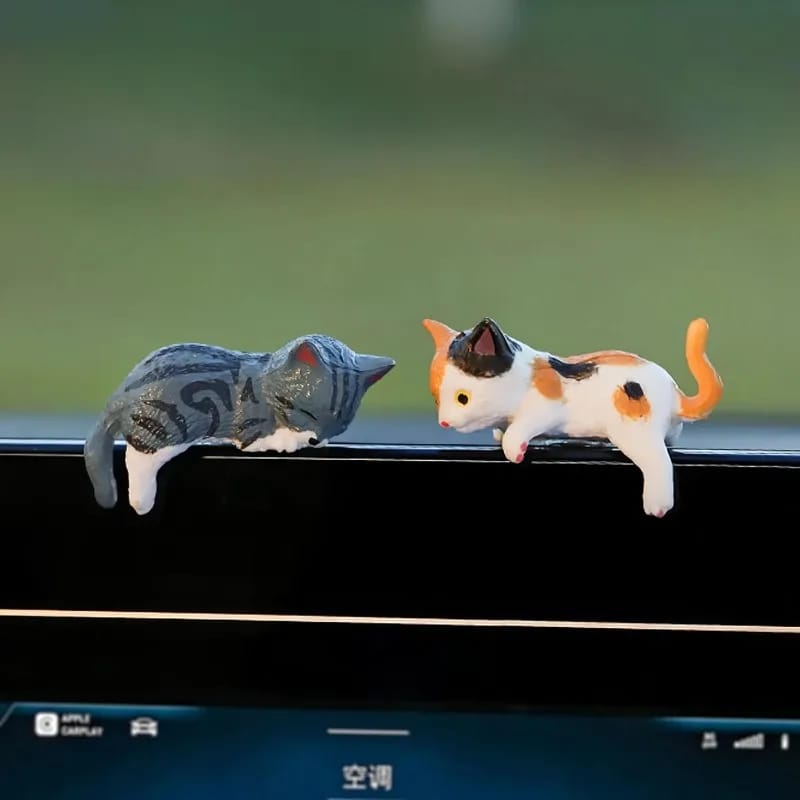Set De 5 Gatitos Para Tablero Auto Adorno Caritas Emoji Marrón Y Naranja Autoadhesivos