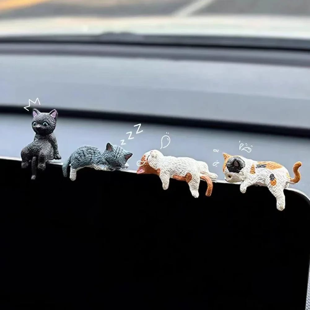 Set De 5 Gatitos Para Tablero Auto Adorno Caritas Emoji Marrón Y Naranja Autoadhesivos