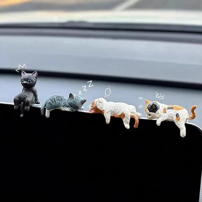 Set De 5 Gatitos Para Tablero Auto Adorno Caritas Emoji Marrón Y Naranja Autoadhesivos