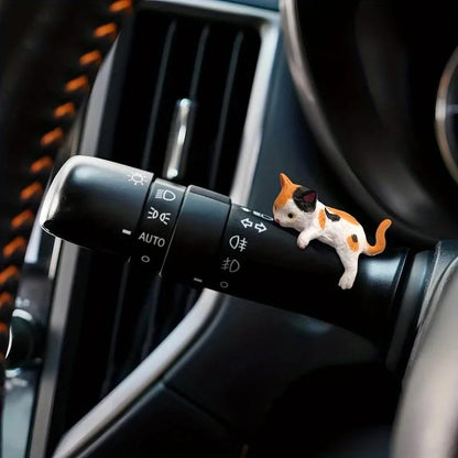 Set De 5 Gatitos Para Tablero Auto Adorno Caritas Emoji Marrón Y Naranja Autoadhesivos