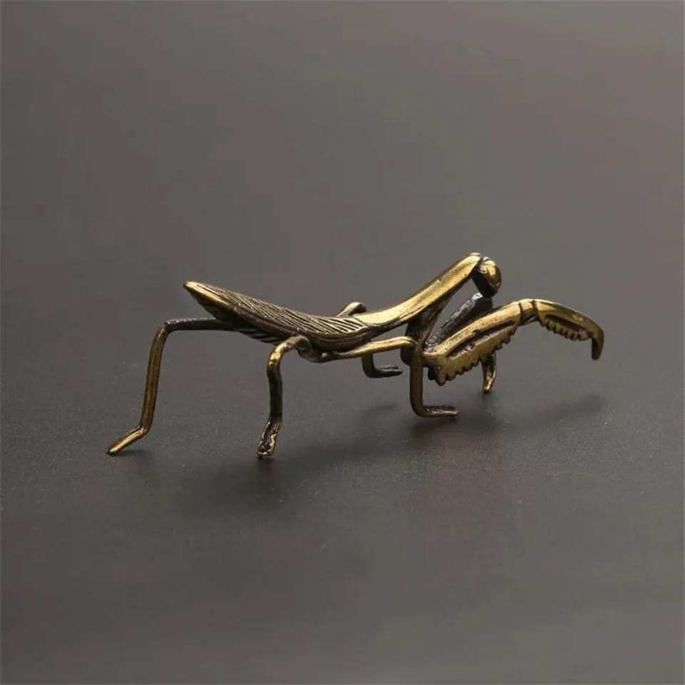 Copper Mantis Miniature Ornament Vintage Flower Pot Decoration Decorative Craft Accessories Tea Pet Antique