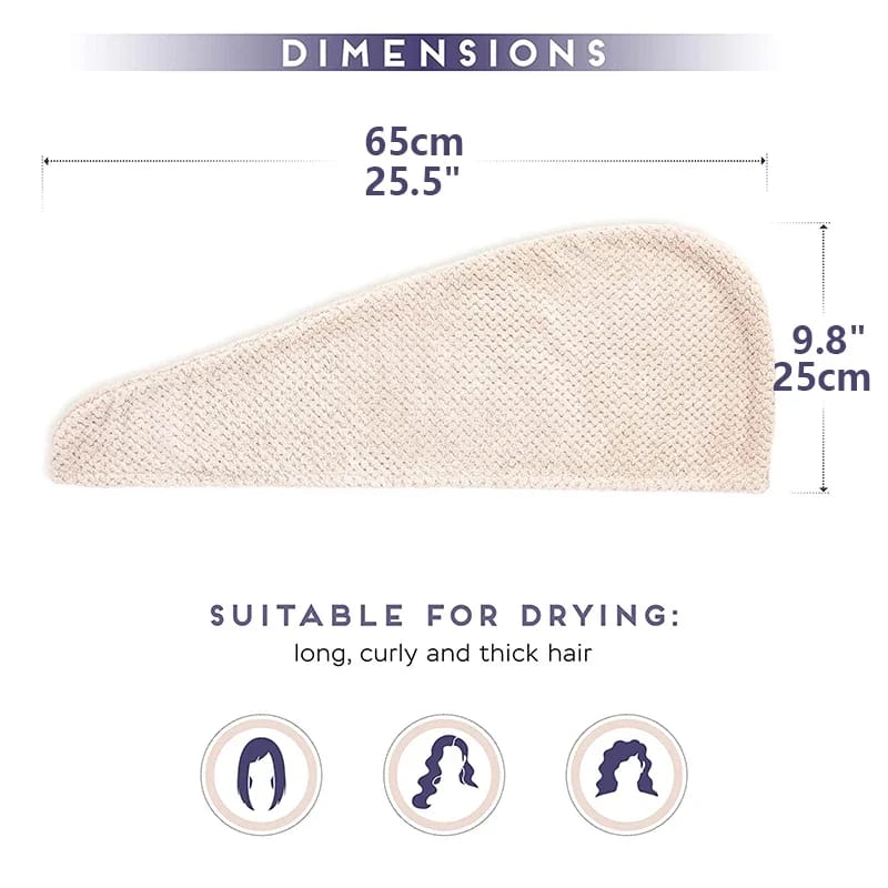 Gorro Secado Rápido Toalla Anti-Frizz Turbante Absorbente