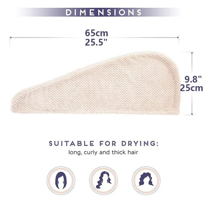 Gorro Secado Rápido Toalla Anti-Frizz Turbante Absorbente