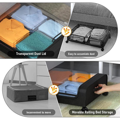 Underbed Storage Box with Wheel Cover Cloth Cover Dust-proof Shelf Suitable for Storage Clothes Shoes Blankets Toys Home Storage