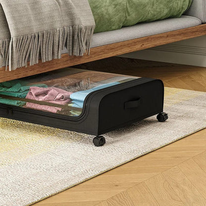 Underbed Storage Box with Wheel Cover Cloth Cover Dust-proof Shelf Suitable for Storage Clothes Shoes Blankets Toys Home Storage