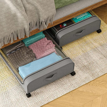 Underbed Storage Box with Wheel Cover Cloth Cover Dust-proof Shelf Suitable for Storage Clothes Shoes Blankets Toys Home Storage