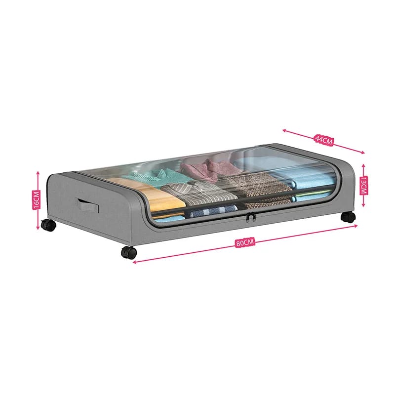 Underbed Storage Box with Wheel Cover Cloth Cover Dust-proof Shelf Suitable for Storage Clothes Shoes Blankets Toys Home Storage