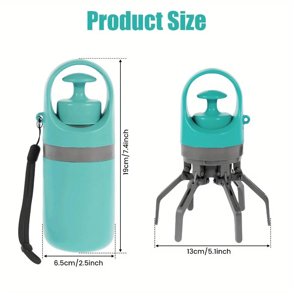 Kit Portátil Recoge Heces Con Pinza De 6 Garras Para Perros