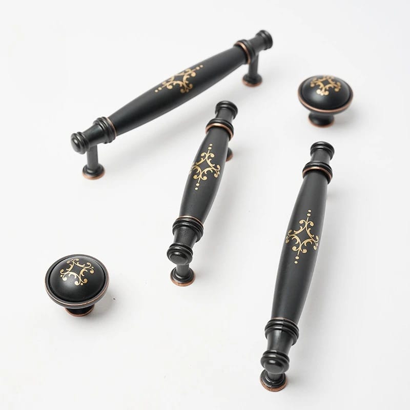 Pomos De Cerámica Con Mango Negro Premium Para Muebles