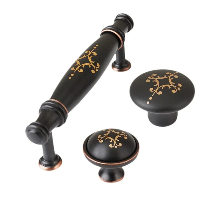 Pomos De Cerámica Con Mango Negro Premium Para Muebles