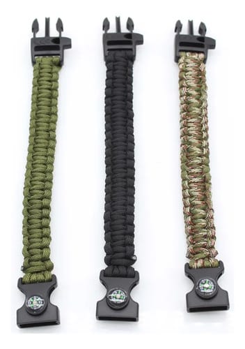Pulsera de Supervivencia Paracord 4mm Militar con Silbato y Raspador. Ideal para Emergencias, Aventura, Hombre y Mujer.