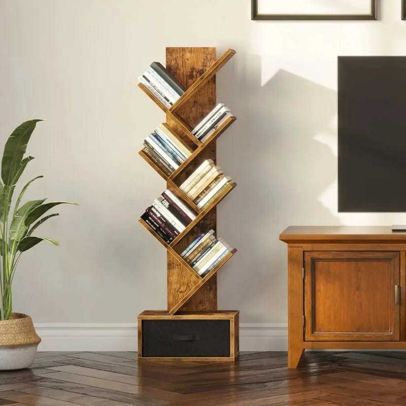 Biblioteca Madera Árbol Moderna Cajones Pequeña