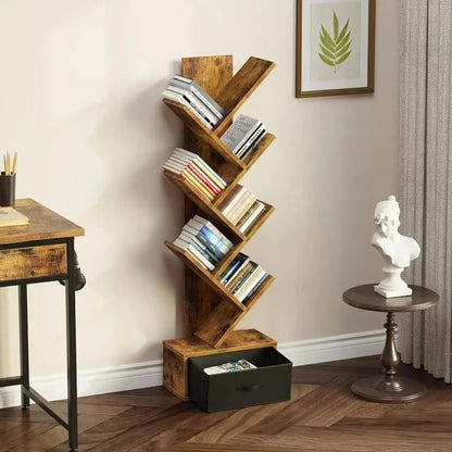 Biblioteca Madera Árbol Moderna Cajones Pequeña