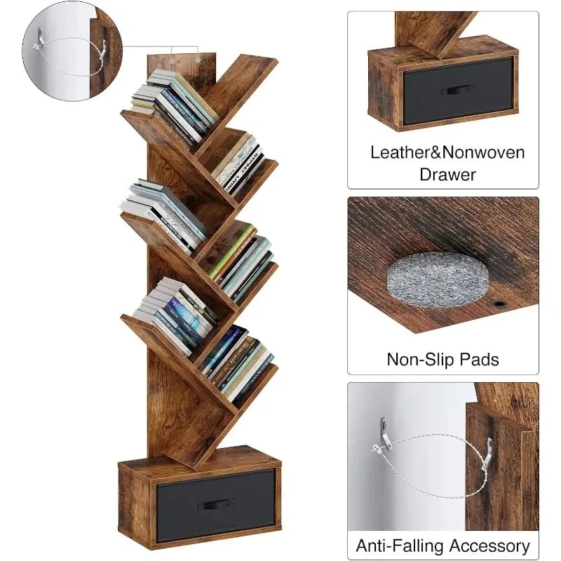 Biblioteca Madera Árbol Moderna Cajones Pequeña