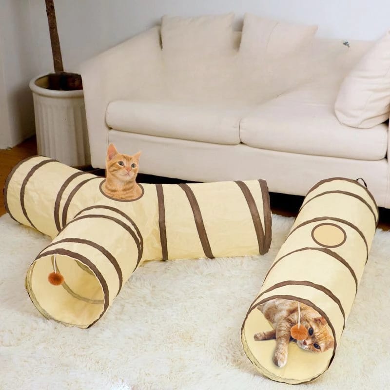 Túnel Gato Plegable Lona Rayado Juguete Interactivo