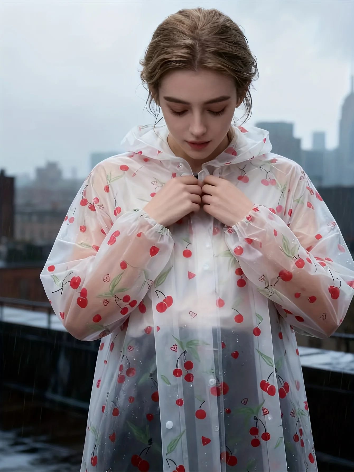 Poncho de Lluvia de Moda EVA - Liviano, Plegable, Cortaviento, Reforzado para Toda Estación, Impermeable de Cuerpo Completo con Capucha
