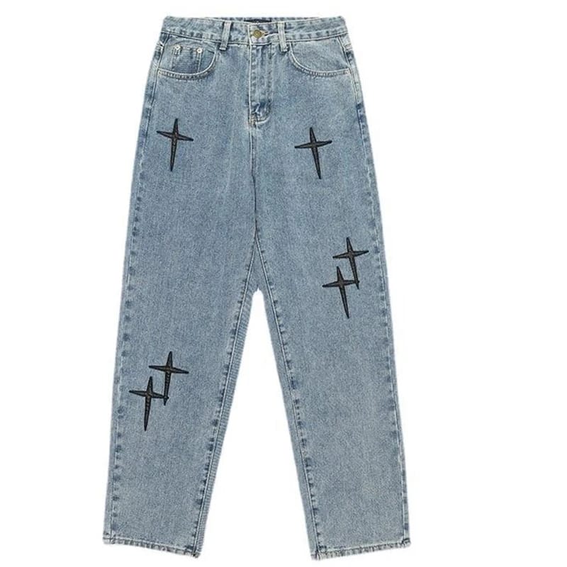Jeans Hombre Boyfriend Vintage Cargo Suelto Estampado Estrel