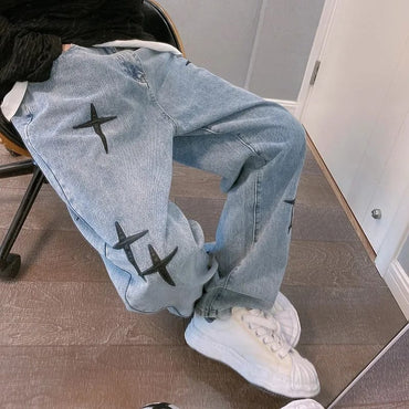 Jeans Hombre Boyfriend Vintage Cargo Suelto Estampado Estrel