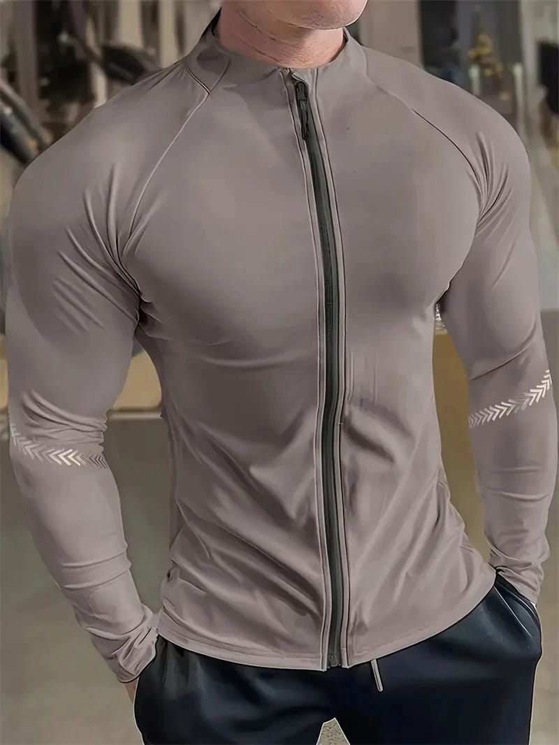 Campera deportiva hombre compresión nylon secado rápido